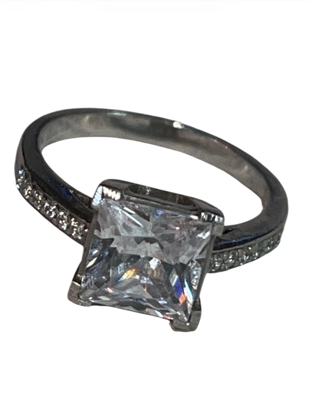 CZ Princess Cut Cubic Zirconia Square Engagement Ring size 6